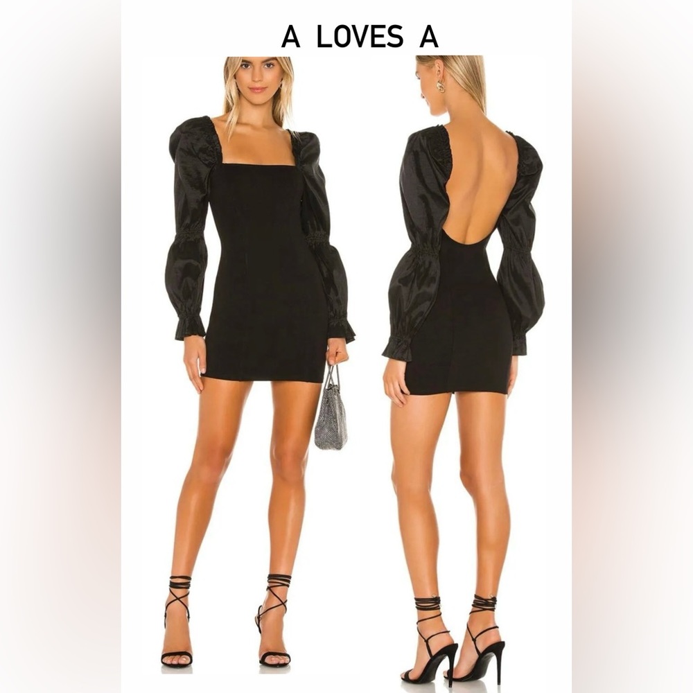 A Loves A Bodycon Mini Dress With Bubble Sleeves, Size XS